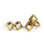 * Ring. A 14ct Gold Suite comprising ring and a pair of earrings, circa 1970s