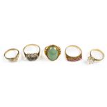 * Rings. Mixed 9ct gold ladies rings