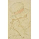 * Reynolds (Joshua, 1723-1792). Head & shoulders sketch of a young girl in a bonnet