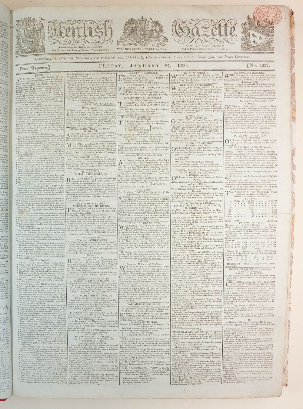 Kentish Gazette, 1809
