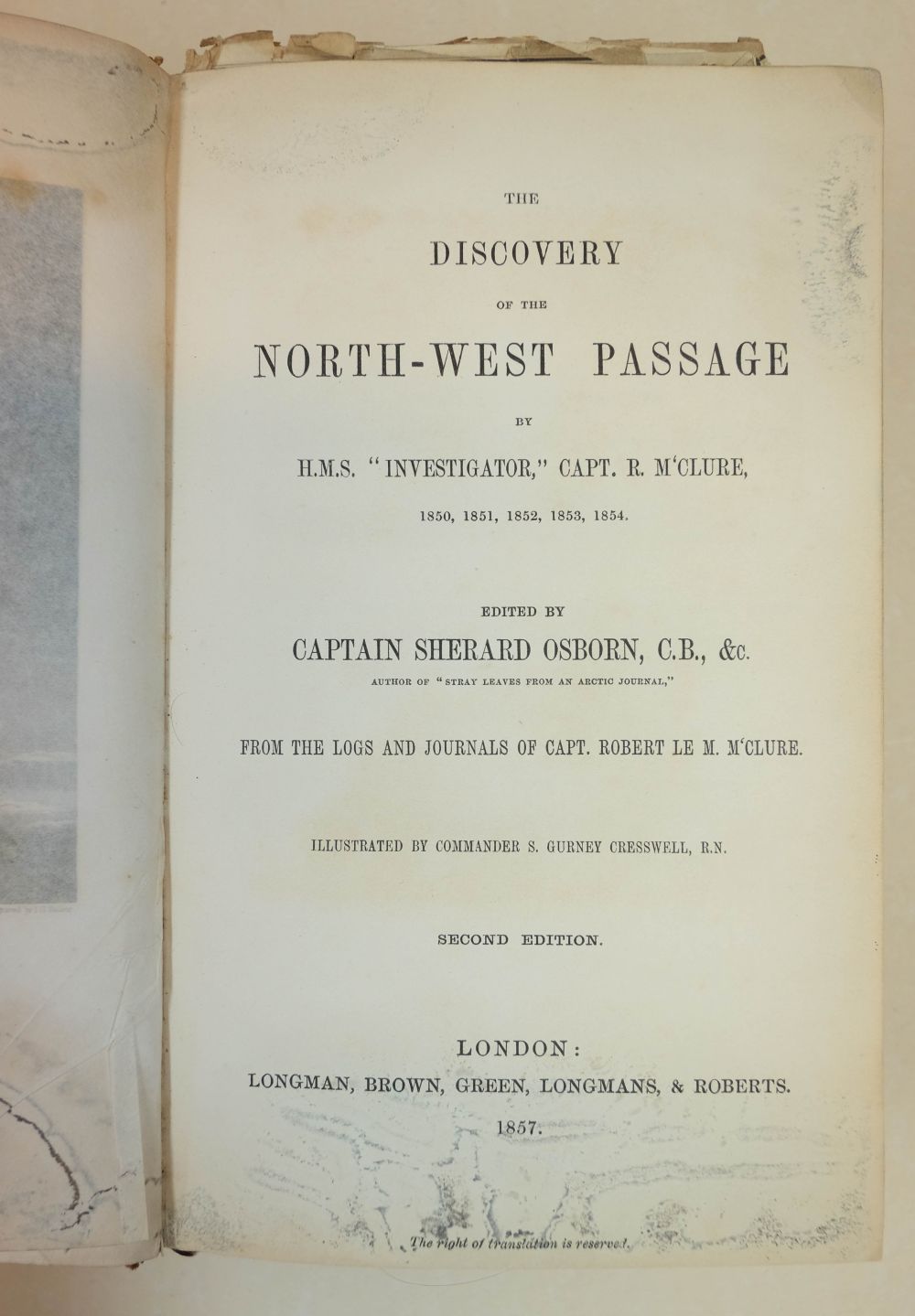 McClure (Robert). The Discovery of the North West Passage, 2nd edition, 1857