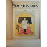 Simplicissimus. A collection of approximately 150 issues bound in 6 volumes, 1904/1915