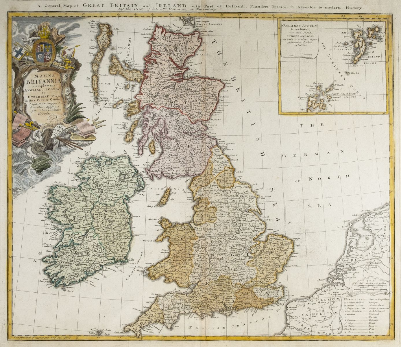 British Isles. Homann (Johann Baptist, Heirs of), Magna Britannia complectens..., circa 1730