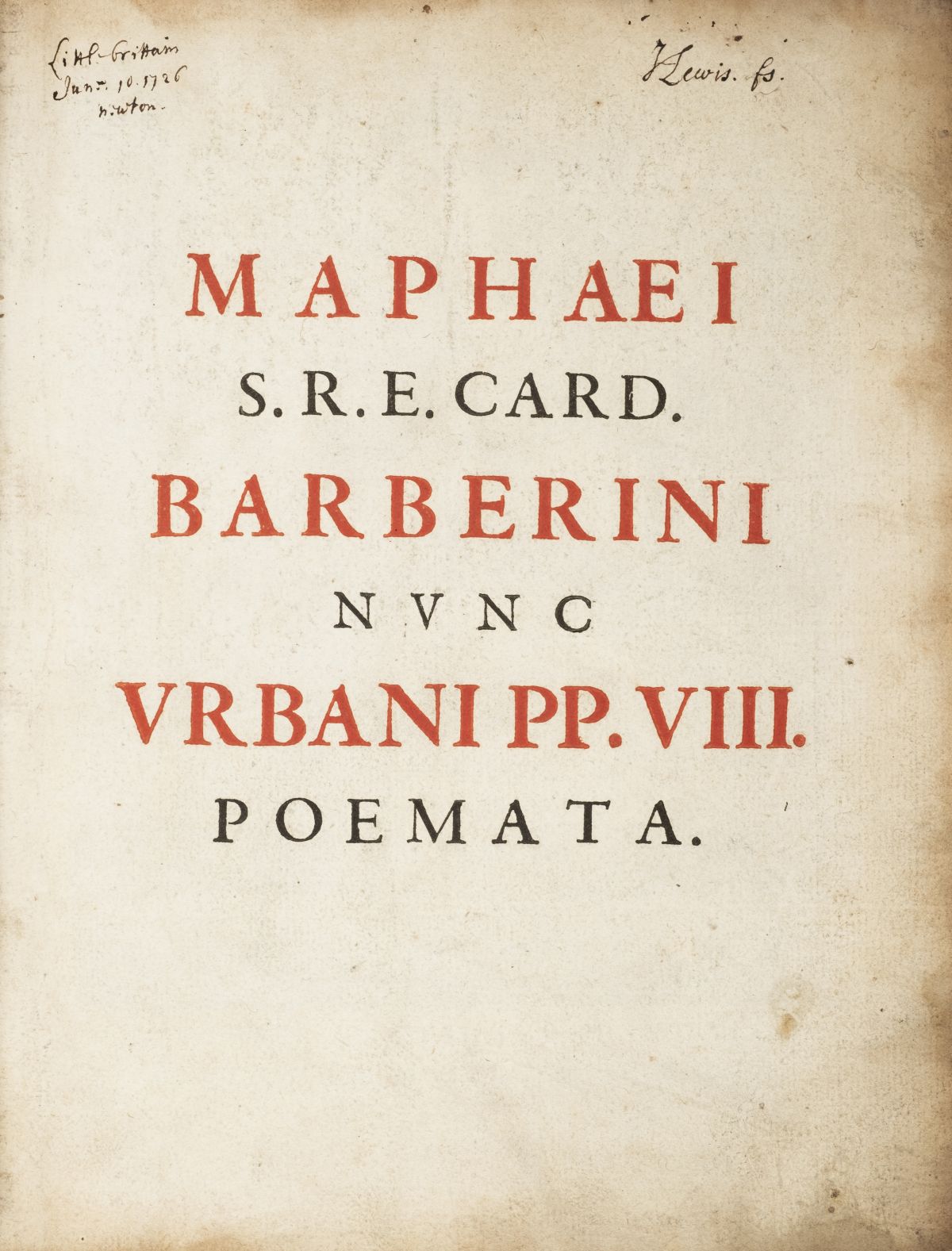 Barberini (Maffeo, Pope Urban VIII). Poemata, Antwerp: Plantin, 1634 - Image 2 of 2