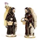 * Meissen. A pair of 19th century Meissen style porcelain monk scent flasks