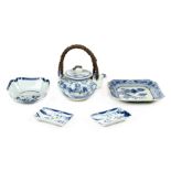 * Oriental ceramics. A 19th century Chinese blue and white dish and other items