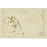 * Attributed to Luca Cambiaso (1527-1585). Sketch of the Holy Family, and a Putto