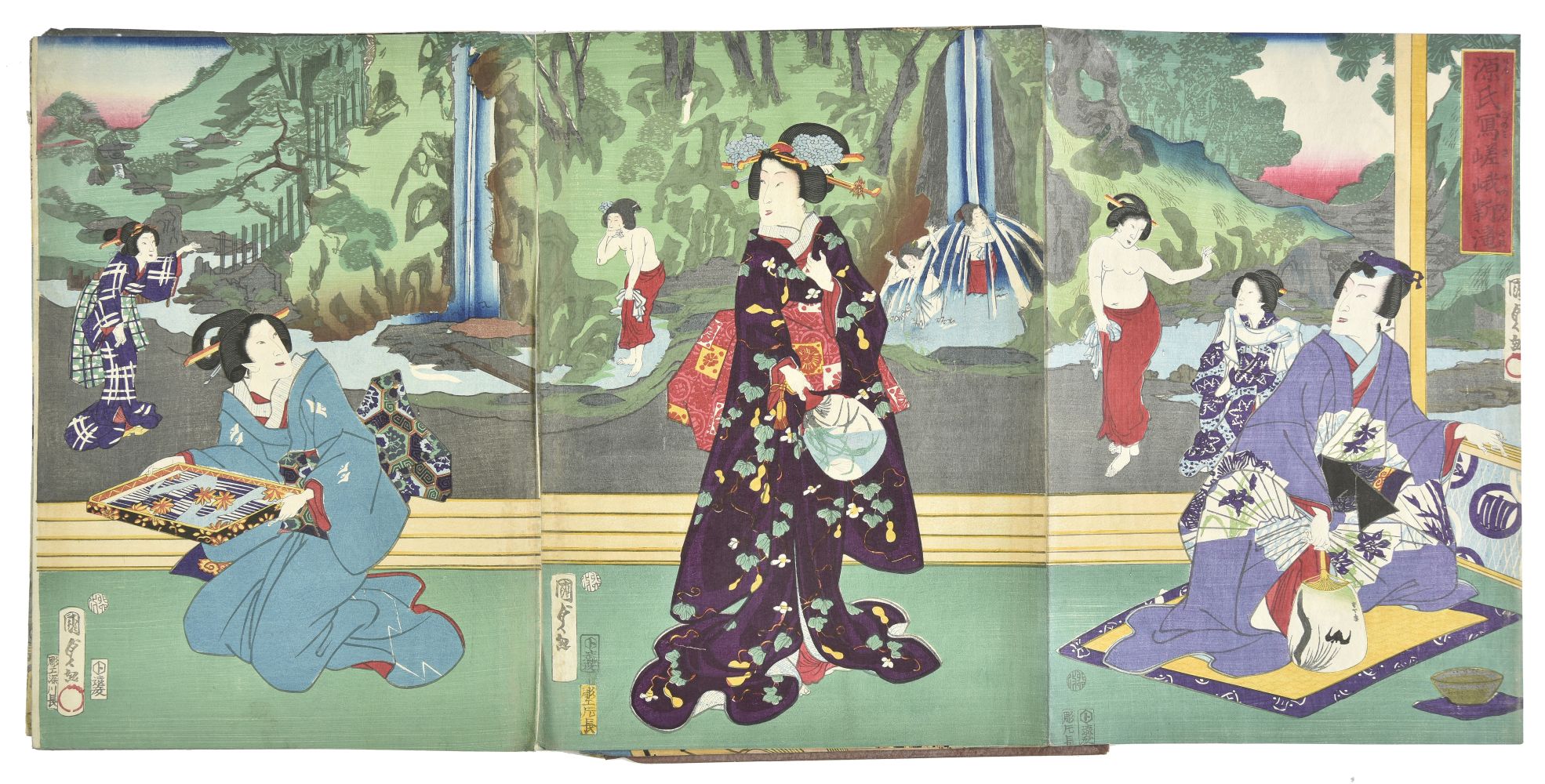 Kunisada I (Utagawa, 1786-1865, & Kunisada II, 1823-1880). 12 Colour Woodblock Triptychs, c. 1860s - Image 2 of 27