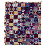 * Quilt. A silk patchwork quilt, English, early 20th century
