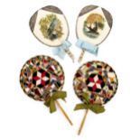 * Fans. A pair of hand-painted fans, 1920s/30s