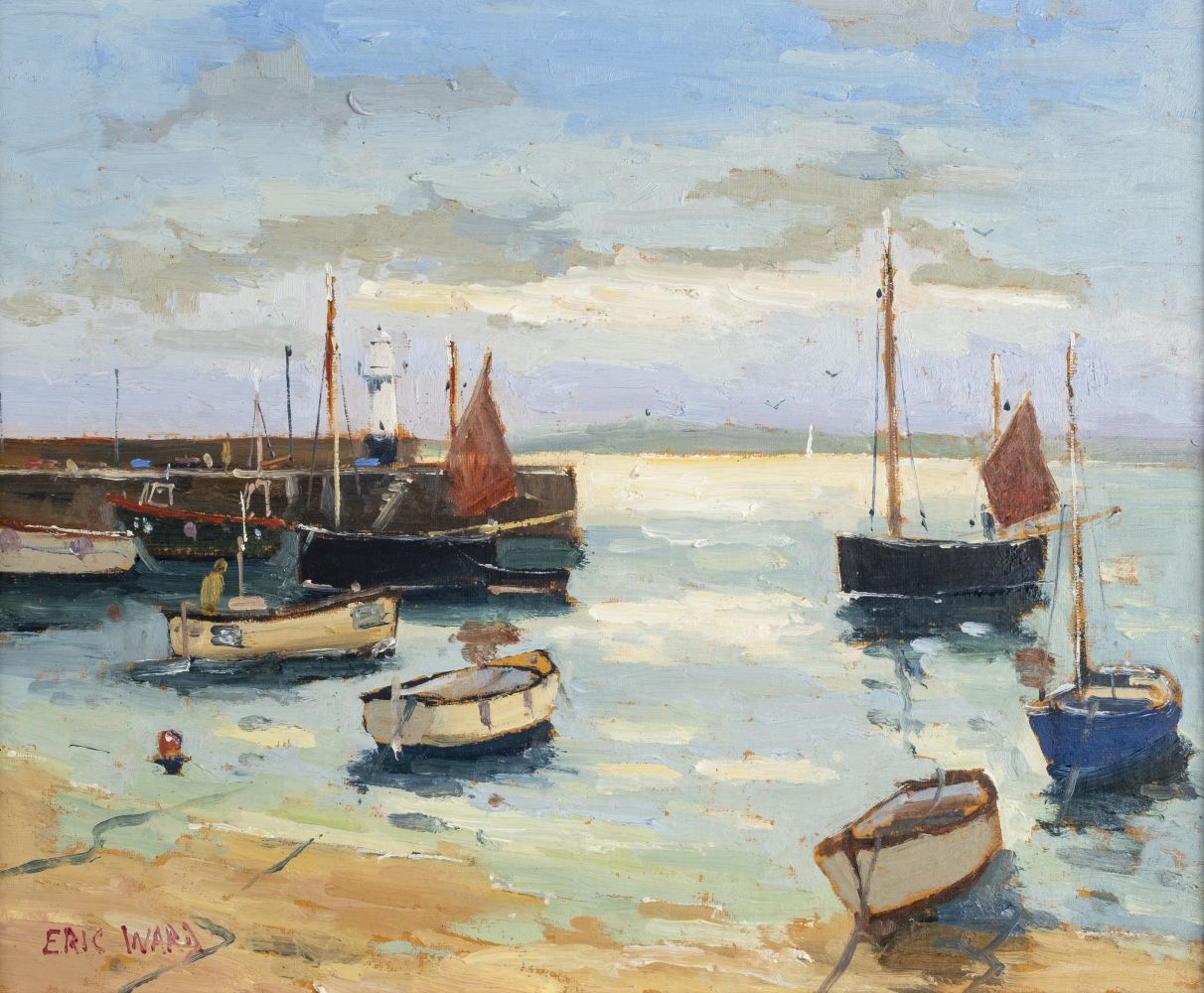 ARR * Ward (Eric, 1945-). Boats in St Ives harbour, oil on board