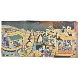 Kunisada I (Utagawa, 1786-1865, & Kunisada II, 1823-1880). 12 Colour Woodblock Triptychs, c. 1860s