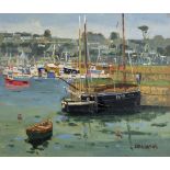 ARR * Ward (Eric, 1945-). Newlyn Old Harbour, oil on board