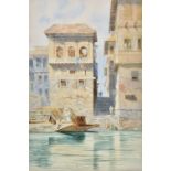 * Strahan (Geoffrey, 1839-1916). Middle Eastern buildings by a waterway, 1905