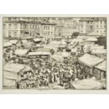 * Anderson Stanley (1884-1996). Le Marché Falaise, dry point etching