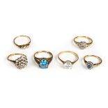 * Rings. A collection of dress rings, mostly 9ct gold