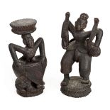 * Indonesia. A pair of Indonesian carved wood figures, early 20th century