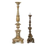 * Candlestick. A large Italian carved wood altar stick, late 19th century
