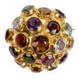 * Brooch. A Continental 18ct gold multigem set brooch