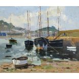 ARR * Ward (Eric, 1945-). Luggers at Newlyn Old Harbour, oil on board
