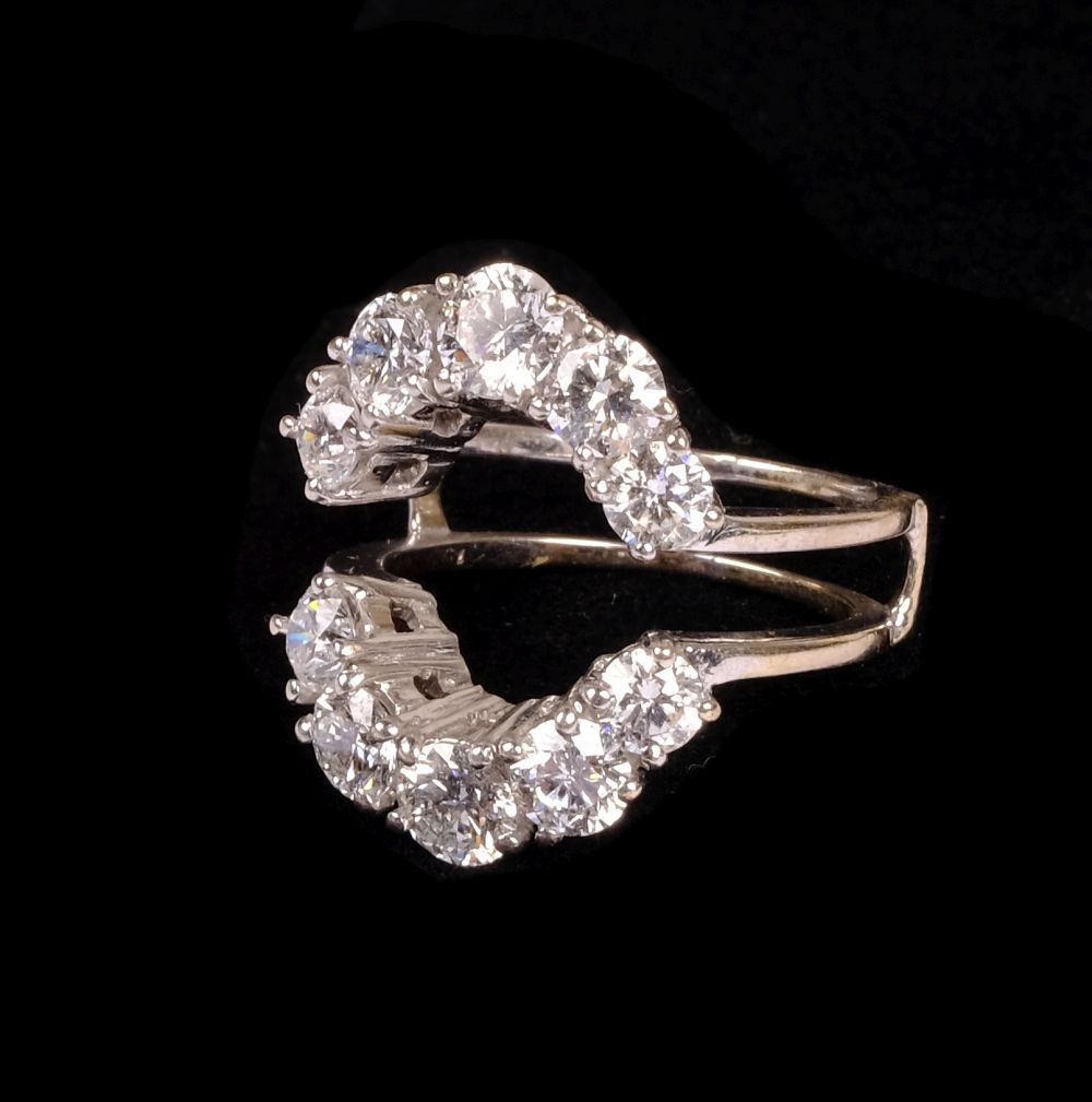 * Ring. An 18ct white gold jacket ring set with 10 brilliant cut diamonds - Image 3 of 5