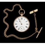* Pocket watch. An Edwardian 9ct gold open face pocket watch and chain