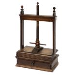 * Book press. A fine stained oak book or linen press with integral fitted drawer, 19th century