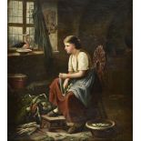 * English School. A Young Girl in an interior, circa 1870s