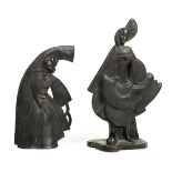 * Art Deco. A pair of cast bronze figures of female dancers, circa 1925