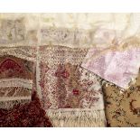 * Shawls. A large printed silk crinoline shawl, circa 1860s
