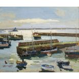 ARR * Ward (Eric, 1945-). Boats in the harbour, Newlyn, oil on board