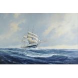 * Grant (Kenneth, 1934-), British merchant ship in a strong breeze, oil on canvas