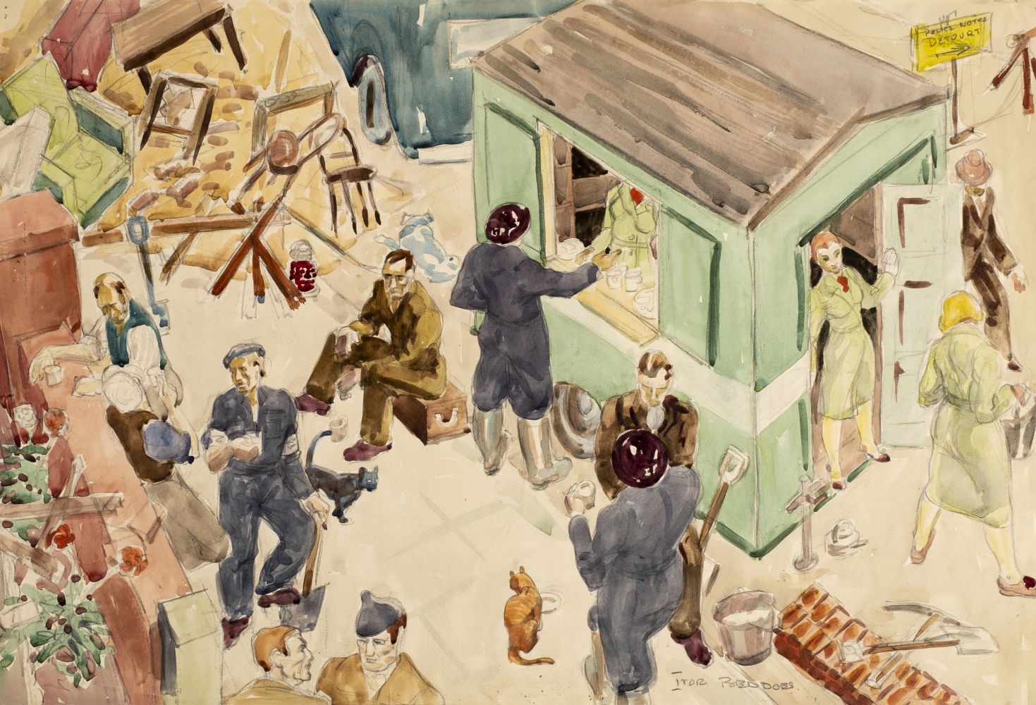 * Beddoes (Ivor, 1909-1981). A group of watercolour & pencil drawings of scenes from the Lond - Image 7 of 22