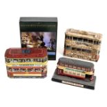 * Trams - Collectable tins. A collection of tram car form biscuit tins, money boxes and related