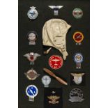 * Cased Display of Aero-club badges & insignia. c. 1930s-1950s