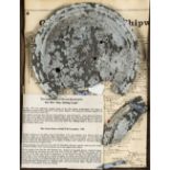 * Shipwreck relic. A pewter plate recovered from the wreck of HMS Stirling Castle 1703