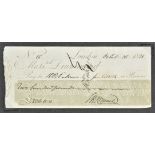 * Brunel (Isambard, 1806-1859). A signed cheque dated 26 October 1838