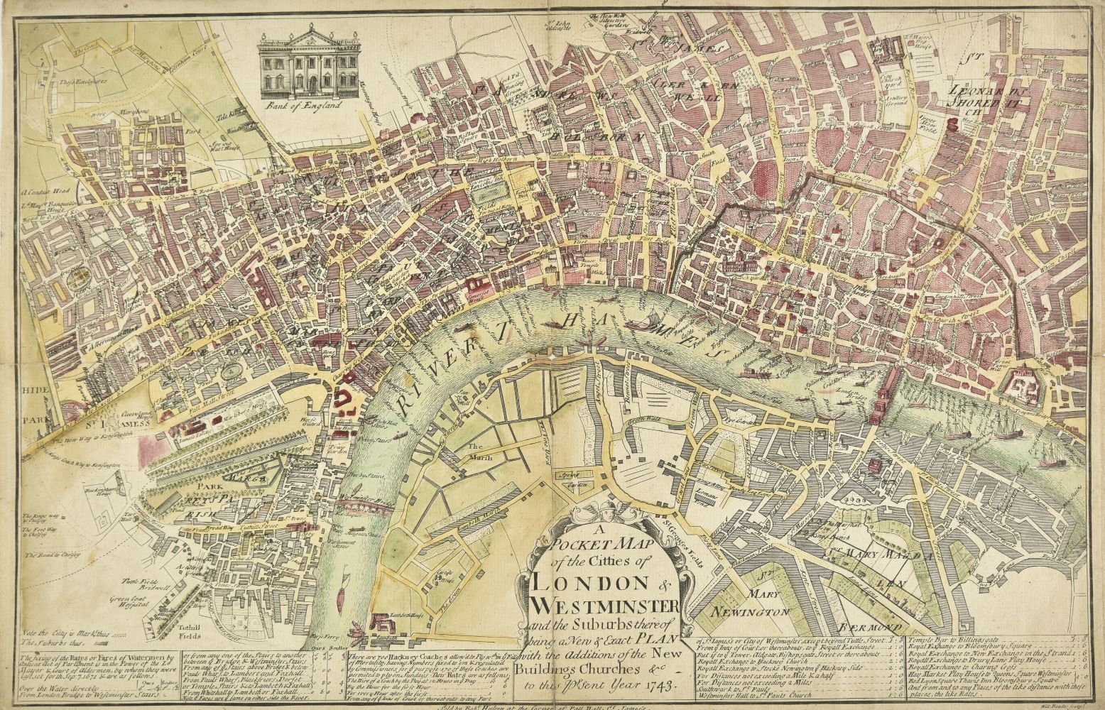 London. Roades (William), A Pocket Map of the Citties of London & Westminster..., 1743