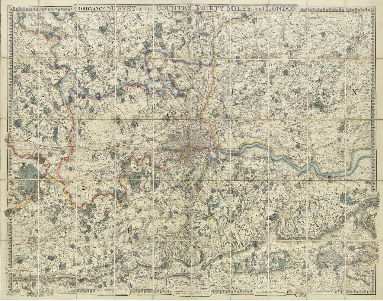 London, From the Ordnance Survey, Thirty miles round London, 1855