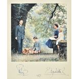 * Elizabeth II (Queen of Great Britain & Philip, Duke of Edinburgh). Signed Christmas card for 1957