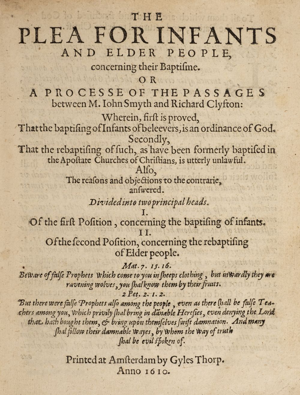 Clifton (Richard). The Plea for Infants and Elder People, 1610 - Image 2 of 14