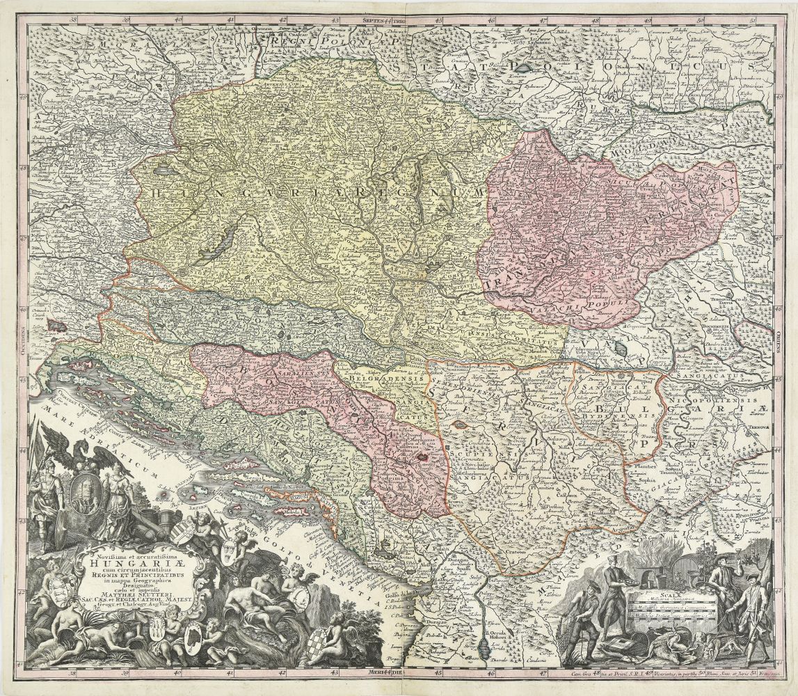 Hungary. Seutter (George Matthaus), Hungariae, circa 1745