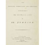 Boswell (James). The Principal Corrections and Additions to the Life of Johnson, 1st edition, 1793