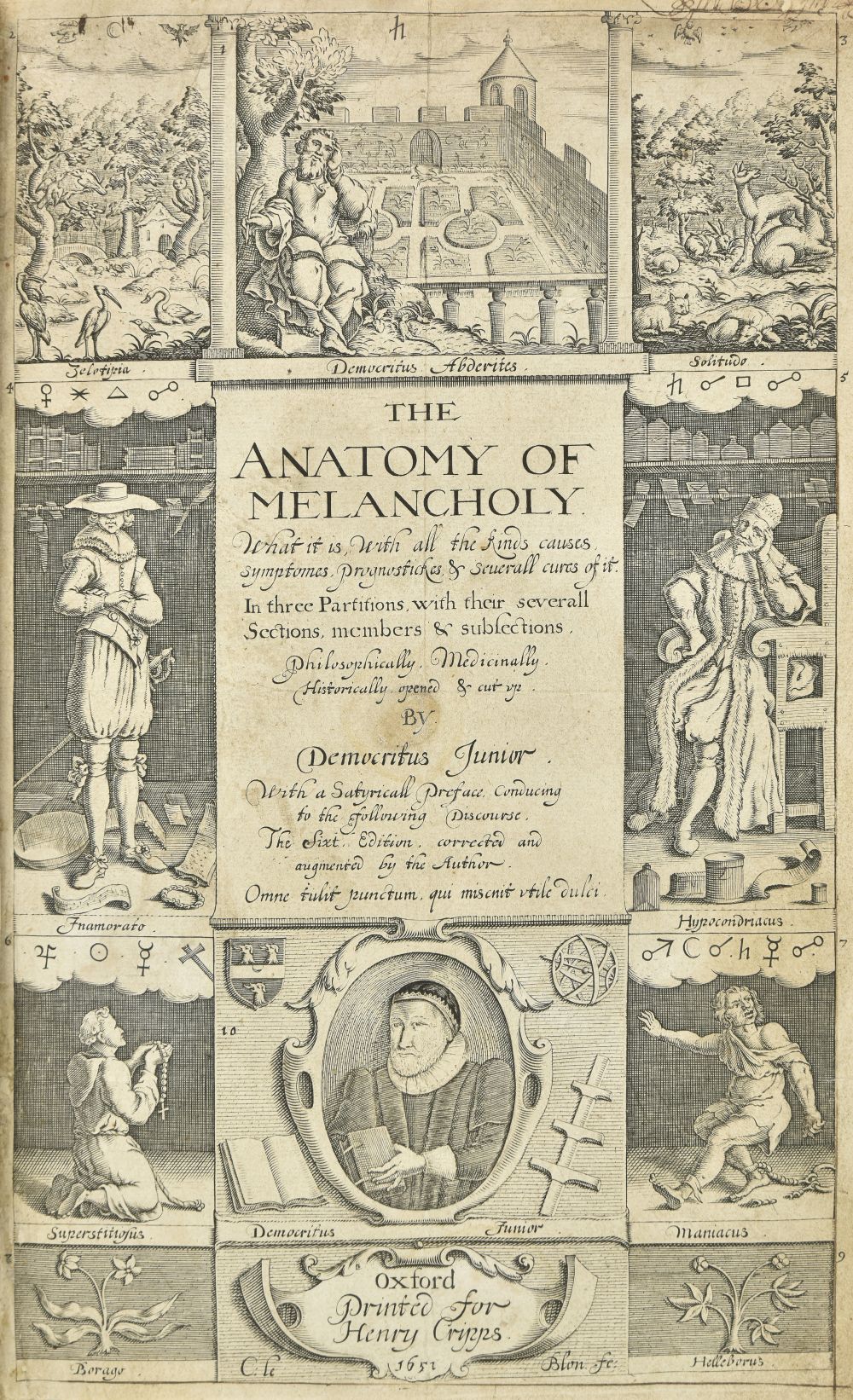 Burton (Robert). The Anatomy of Melancholy, 6th edition, 1651
