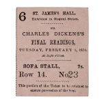 * Dickens (Charles). Ticket for Charles Dickens's Final Readings, 1870