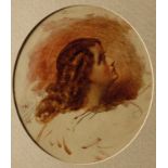 WILLIAM M HAY (1820-1900) A profile portrait study of the head of a young lady, her head and gaze
