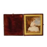 AFTER JOSHUA REYNOLDS "THE AGE OF INNOCENCE" MINIATURE PORTRAIT, painted on ivory, initialed