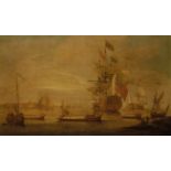 ASCRIBED TO PETER MONAMY (1681-1749) The Royal Yacht putting into port with the Royal Barge and