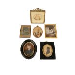 COLLECTION OF MINIATURES, AMBROTYPE, PHOTOGRAPH AND SILHOUETTE, one portrait picture of a young