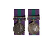 TWO GENERAL SERVICE MEDALS clasp Malaya to 22388459 Pte J. Cullen & 22459150 Pte. T. Cullen